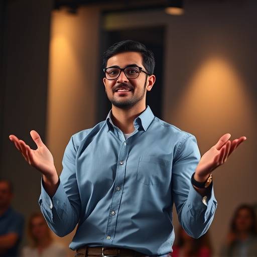 Persona dando una presentación exitosa